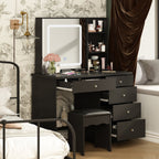 Mobiletto da trucco da 39,4'' con sgabello e specchio