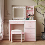 Set da toeletta per il trucco largo 39,4'' con sgabello e specchio