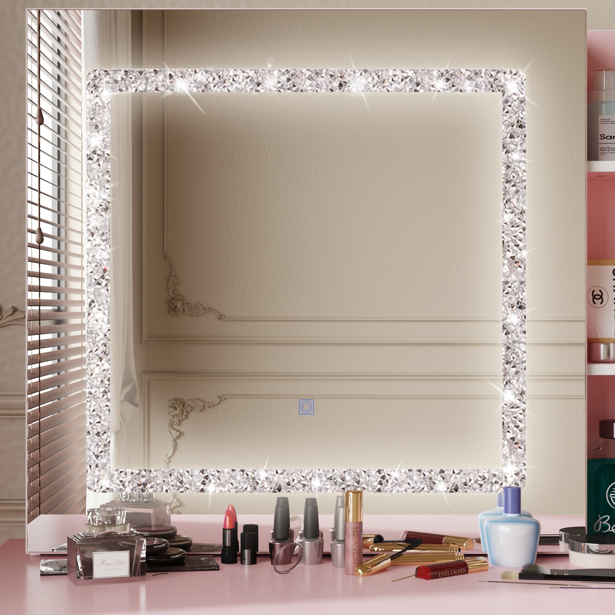 Set da toeletta per il trucco largo 39,4'' con sgabello e specchio