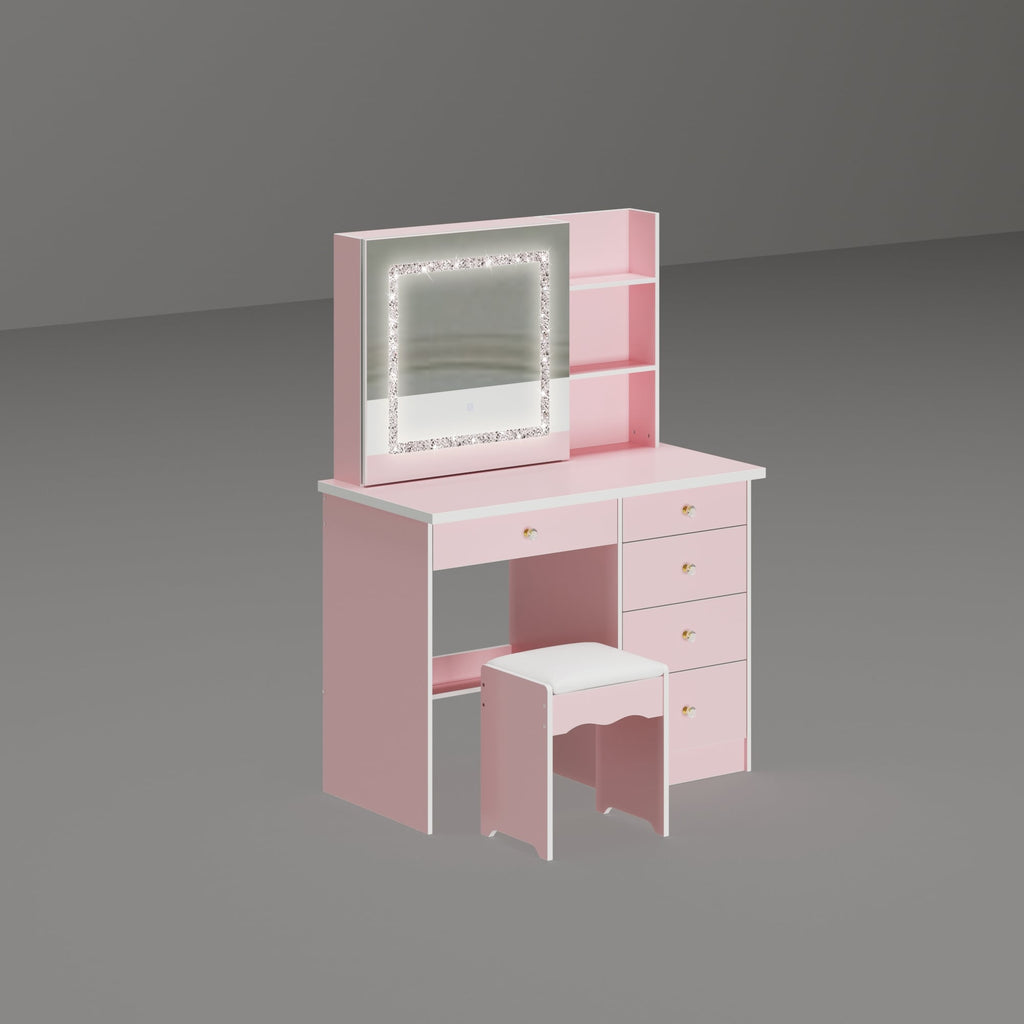 Set da toeletta per il trucco largo 39,4'' con sgabello e specchio