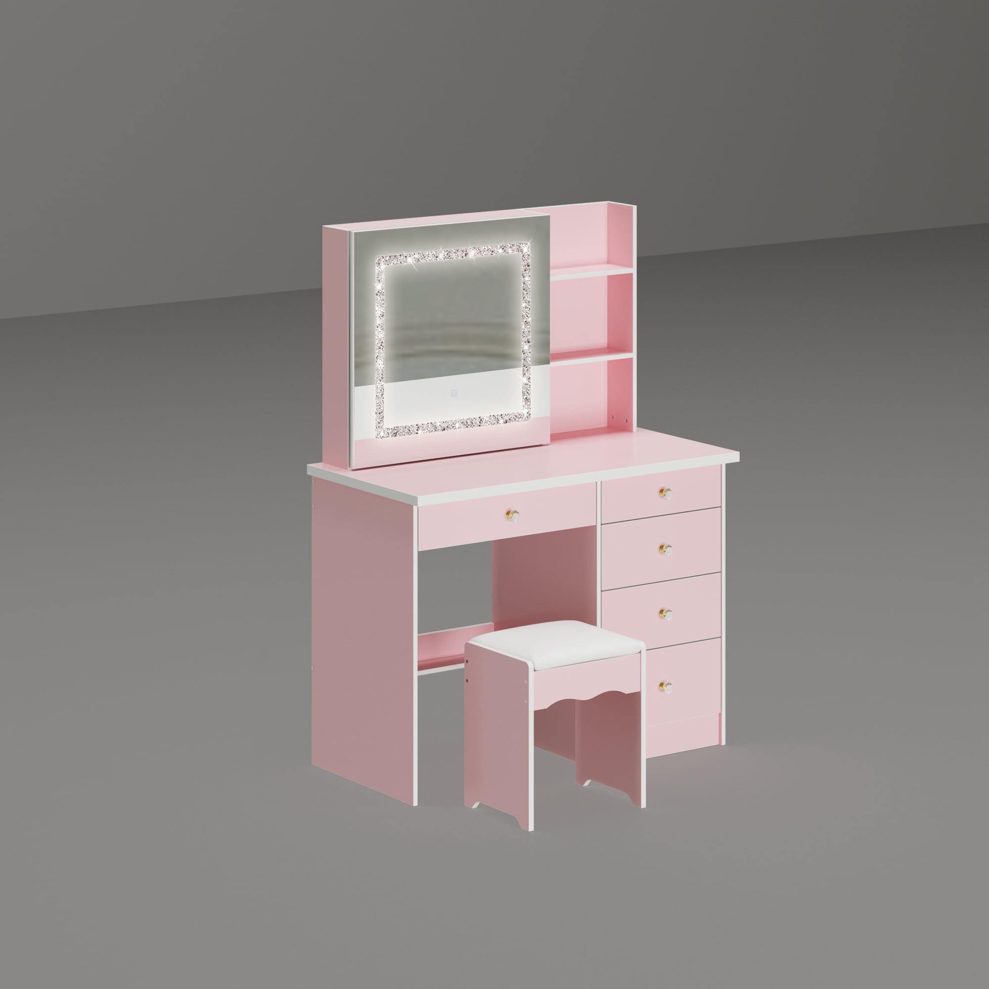 Set da toeletta per il trucco largo 39,4'' con sgabello e specchio