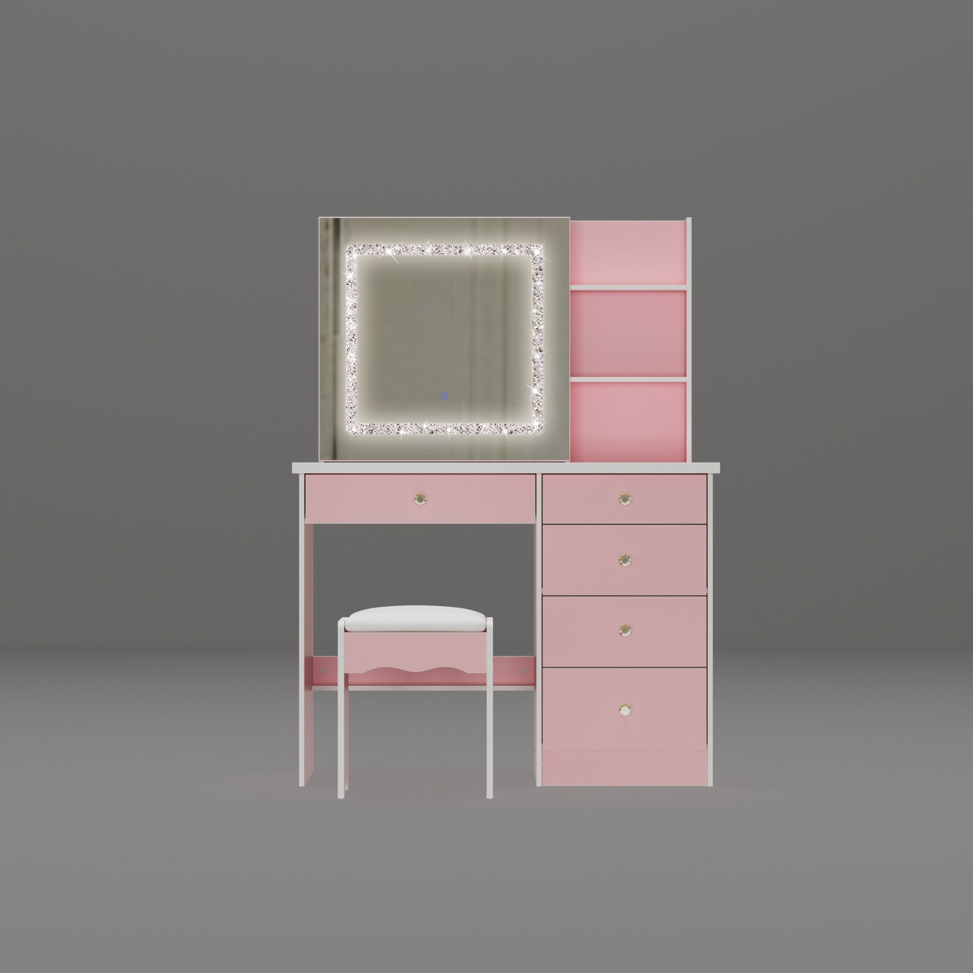 Set da toeletta per il trucco largo 39,4'' con sgabello e specchio
