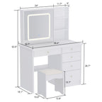 Mobiletto da trucco da 39,4'' con sgabello e specchio