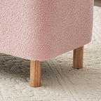 39,5 Panca contenitore Boucle bianco sporco, panca contenitore Sherpa, poggiapiedi per letto, per soggiorno, camera da letto, gambe in legno