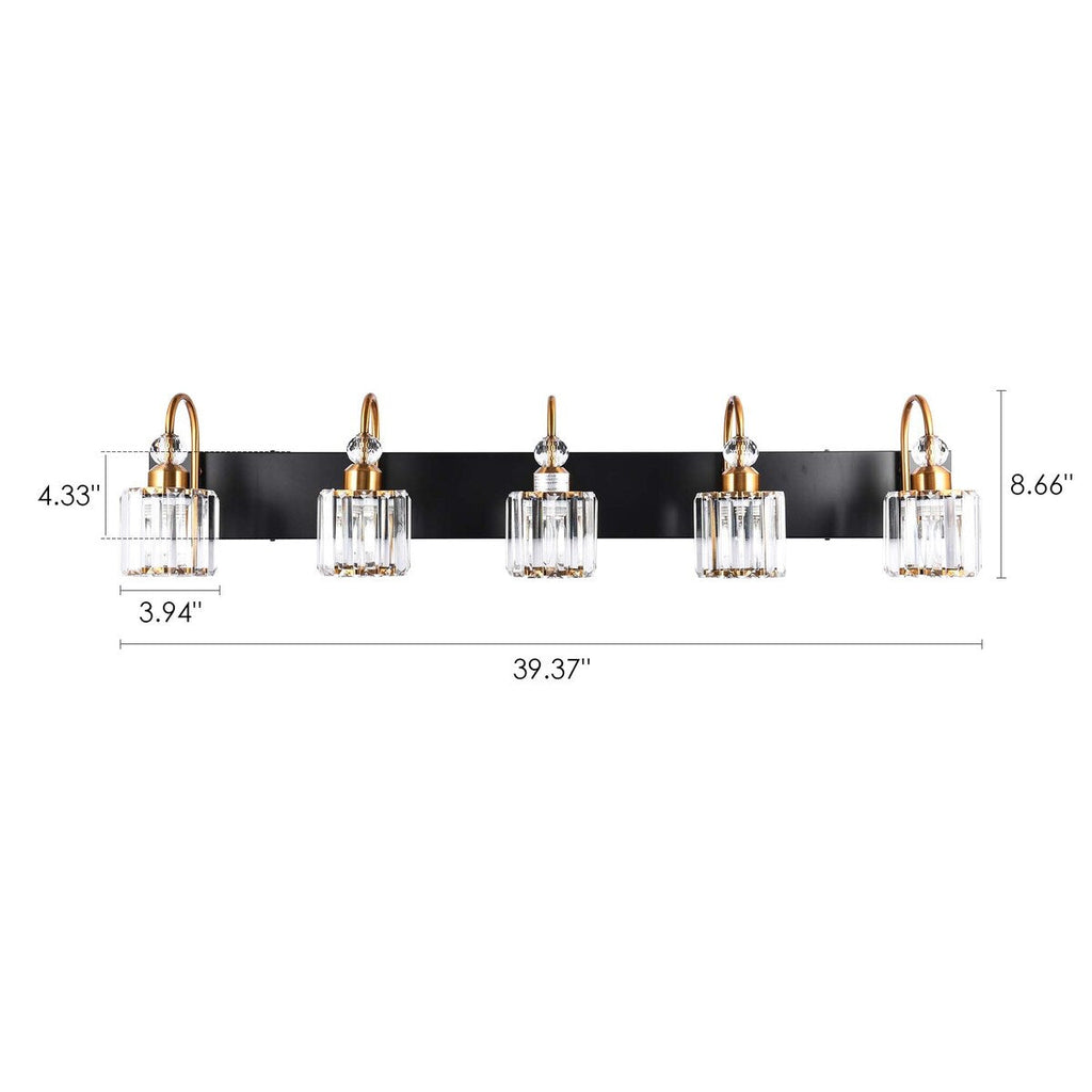 Lampada da parete per bagno moderna in cristallo con specchio cromato/nero/oro, luci da bagno, luci da toeletta