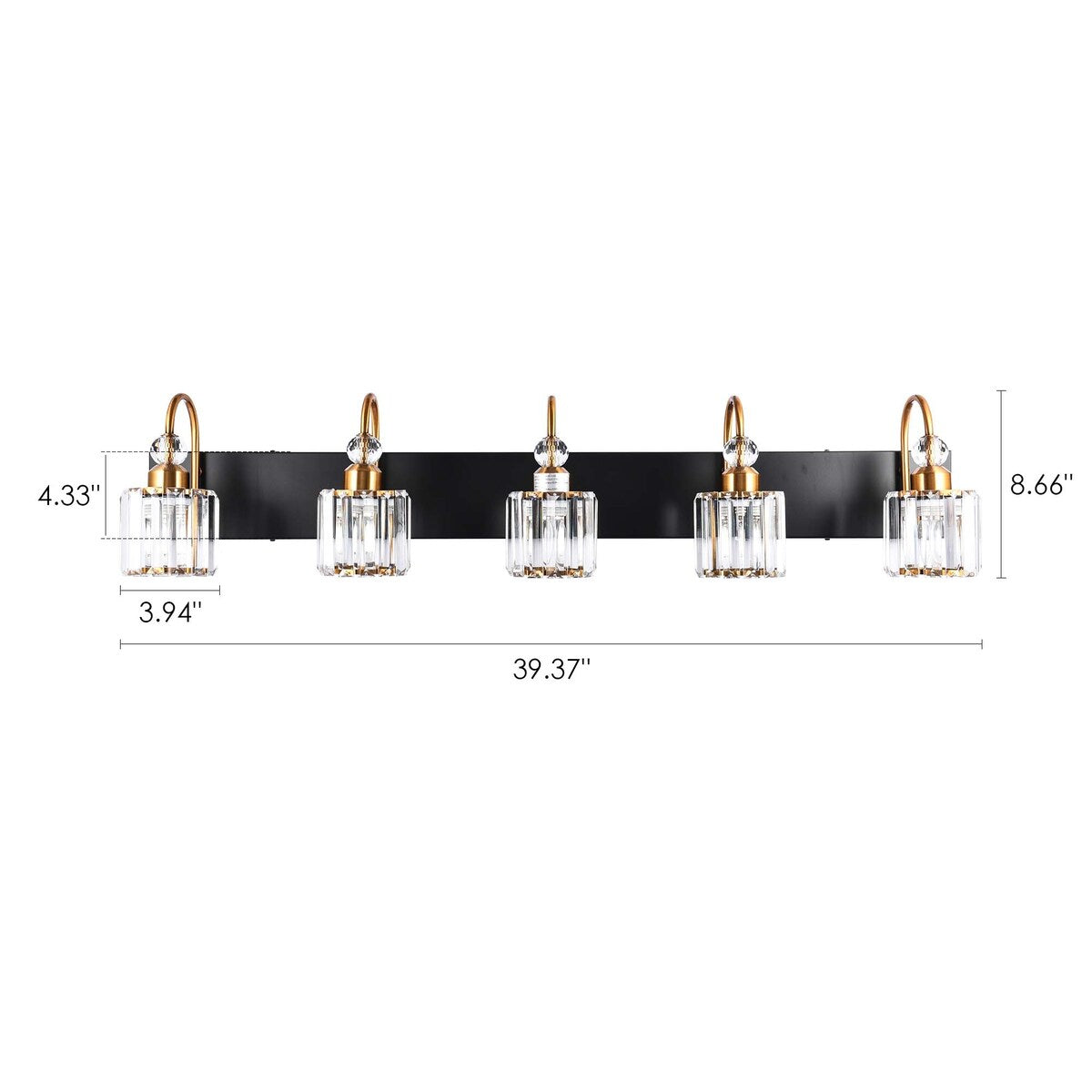 Lampada da parete per bagno moderna in cristallo con specchio cromato/nero/oro, luci da bagno, luci da toeletta