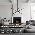 Lampadario a sospensione lineare Sputnik in alluminio moderno nero/oro a LED per soggiorno/sala da pranzo/cucina