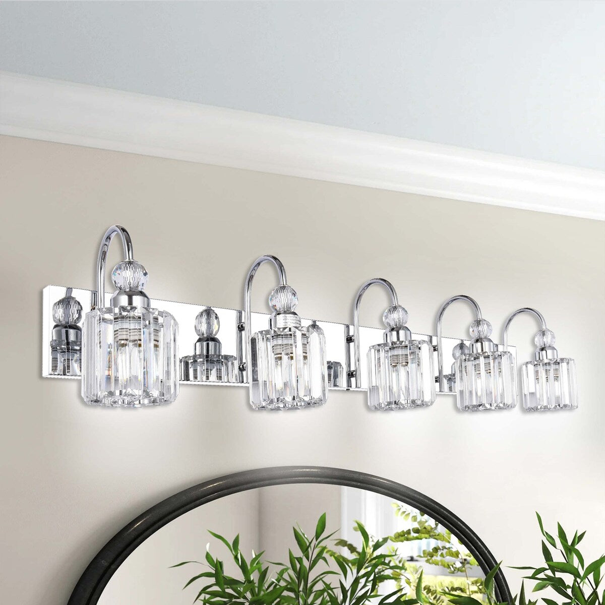 Lampada da parete per bagno moderna in cristallo con specchio cromato/nero/oro, luci da bagno, luci da toeletta
