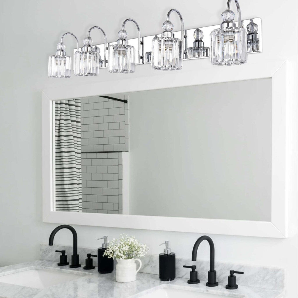 Lampada da parete per bagno moderna in cristallo con specchio cromato/nero/oro, luci da bagno, luci da toeletta