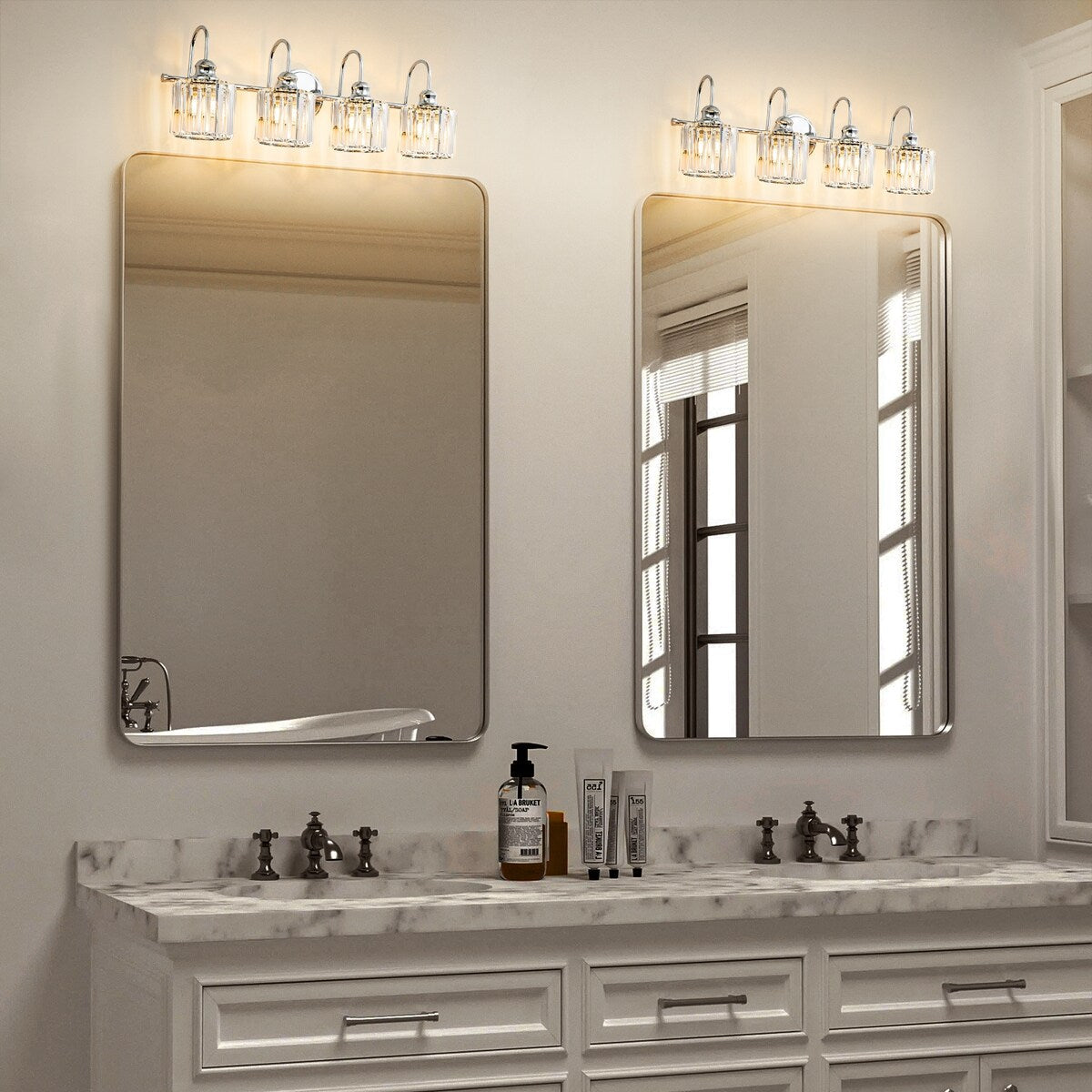 Lampada da parete per bagno moderna in cristallo con specchio cromato/nero/oro, luci da bagno, luci da toeletta