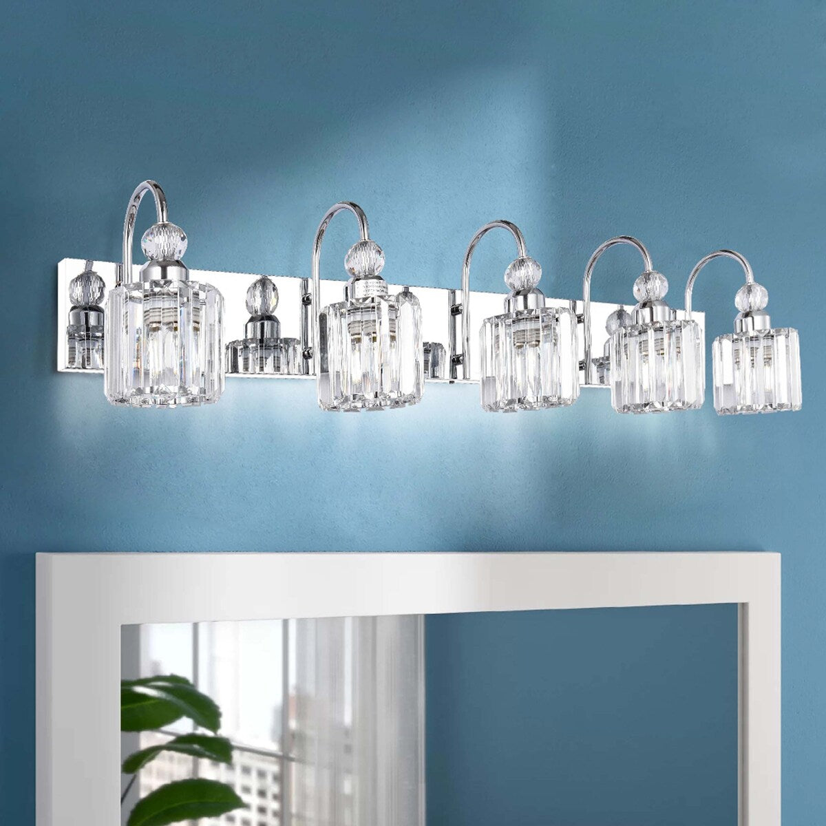 Lampada da parete per bagno moderna in cristallo con specchio cromato/nero/oro, luci da bagno, luci da toeletta