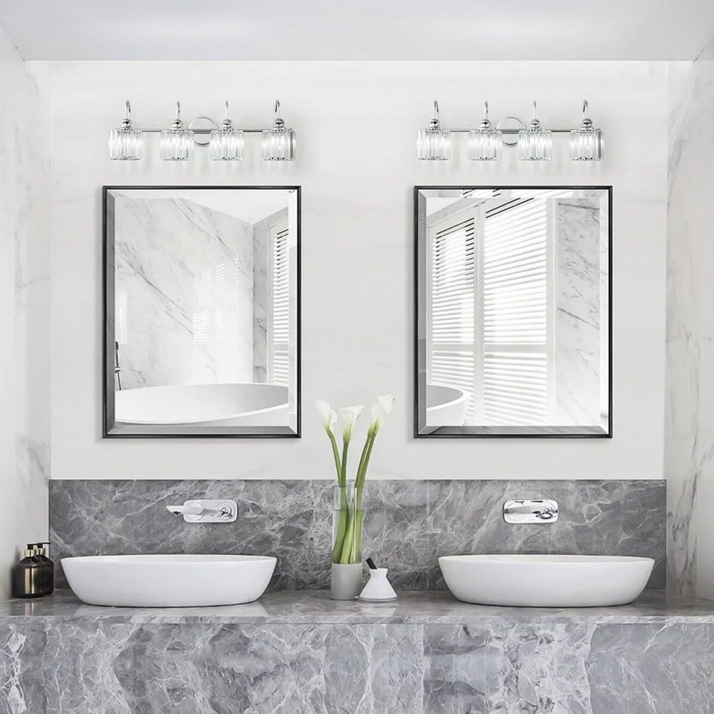 Lampada da parete per bagno moderna in cristallo con specchio cromato/nero/oro, luci da bagno, luci da toeletta