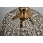 Lampadario da cucina in stile francese retrò con 4/5 luci in ottone anticato e cristallo a forma di globo