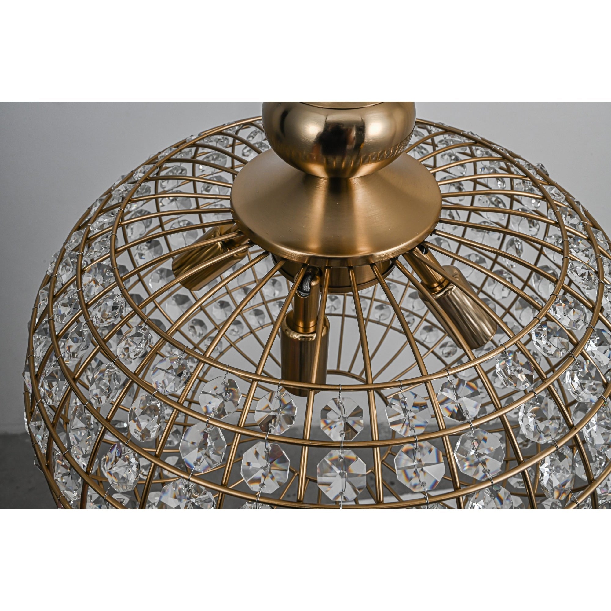 Lampadario da cucina in stile francese retrò con 4/5 luci in ottone anticato e cristallo a forma di globo