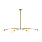 Lampada a sospensione lineare moderna Sputnik a 4 luci color oro/luce per sala da pranzo - 51,18 pollici di larghezza x 11,02 pollici di profondità x 5,91 pollici di altezza
