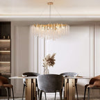 Lampadario rettangolare moderno in cristallo dorato da 40 pollici con rami di albero, lampadario per isola cucina, lampada a sospensione per sala da pranzo