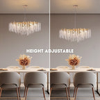 Lampadario rettangolare moderno in cristallo dorato da 40 pollici con rami di albero, lampadario per isola cucina, lampada a sospensione per sala da pranzo
