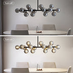 Lampadario lineare moderno di metà secolo da 40 pollici, lampada a sospensione Sputnik in ottone dorato a 16 luci con globo in vetro smerigliato per sala da pranzo