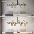Lampadario lineare moderno di metà secolo da 40 pollici, lampada a sospensione Sputnik in ottone dorato a 16 luci con globo in vetro smerigliato per sala da pranzo