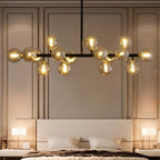 Lampadario lineare moderno di metà secolo da 40 pollici, lampada a sospensione Sputnik in ottone dorato a 16 luci con globo in vetro smerigliato per sala da pranzo