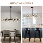 Lampadario lineare moderno di metà secolo da 40 pollici, lampada a sospensione Sputnik in ottone dorato a 16 luci con globo in vetro smerigliato per sala da pranzo