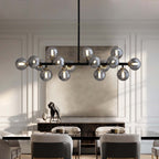Lampadario lineare moderno di metà secolo da 40 pollici, lampada a sospensione Sputnik in ottone dorato a 16 luci con globo in vetro smerigliato per sala da pranzo
