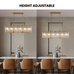 Lampadari di cristallo moderni lineari da 40 pollici Lampadario rettangolare in ottone dorato a 16 luci per sala da pranzo, soggiorno, isola della cucina