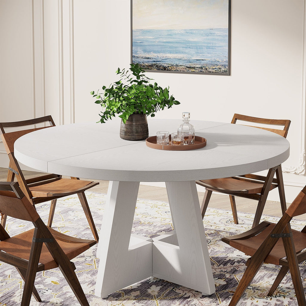 Tavolo da pranzo rotondo da 47 pollici per 4 persone, tavolo da cucina in stile rustico, piccolo tavolo da pranzo, tavolo da cucina in legno per sala da pranzo e soggiorno