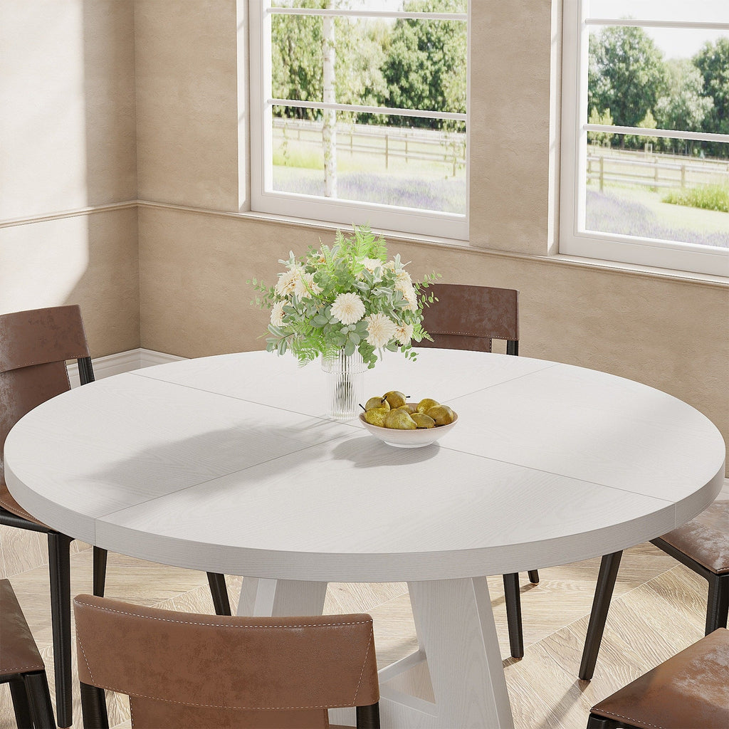 Tavolo da pranzo rotondo da 47 pollici per 4 persone, tavolo da cucina in stile rustico, piccolo tavolo da pranzo, tavolo da cucina in legno per sala da pranzo e soggiorno