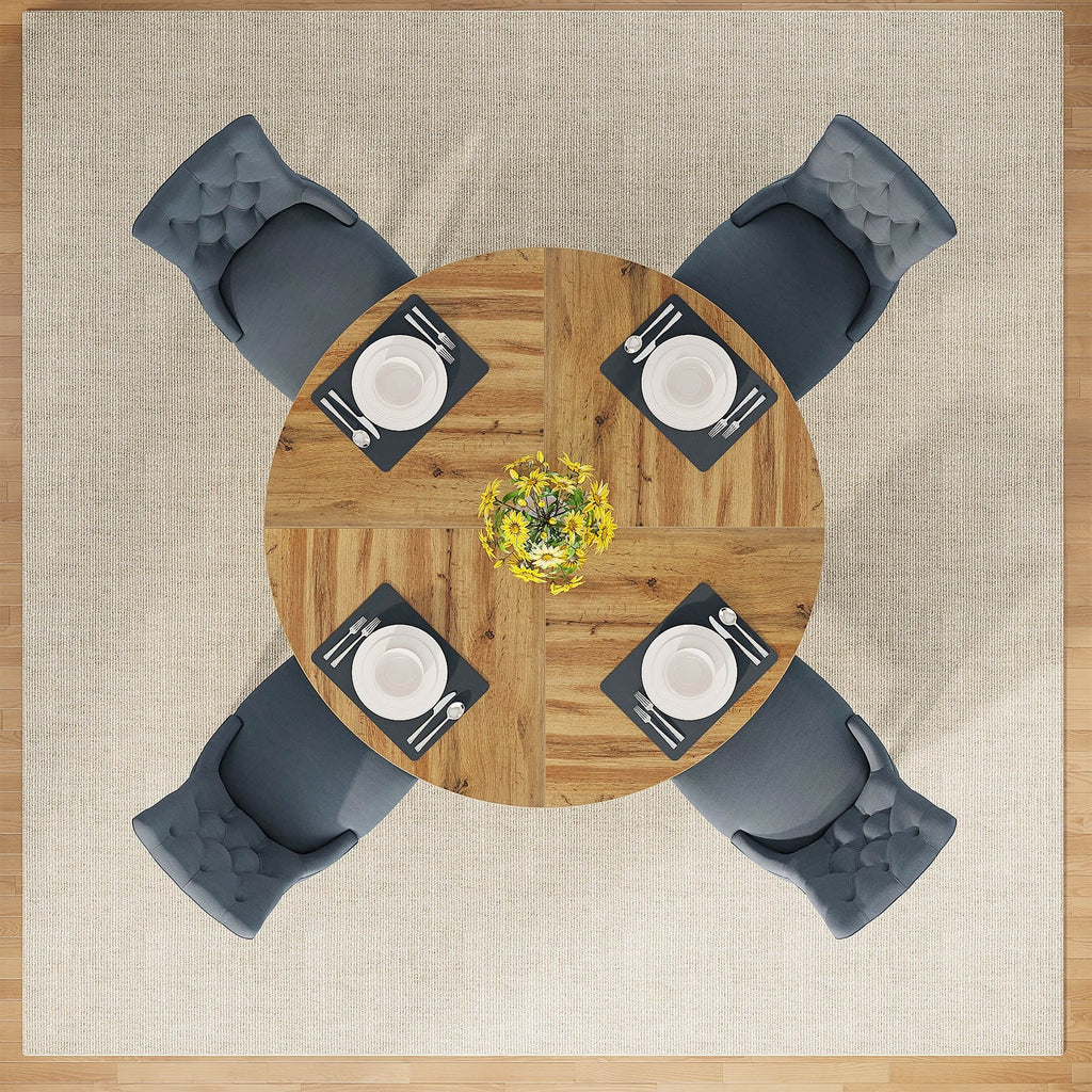 Tavolo da pranzo rotondo da 47 pollici per 4 persone, tavolo da cucina in stile rustico, piccolo tavolo da pranzo, tavolo da cucina in legno per sala da pranzo e soggiorno