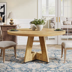 Tavolo da pranzo rotondo da 47 pollici per 4 persone, tavolo da cucina in stile rustico, piccolo tavolo da pranzo, tavolo da cucina in legno per sala da pranzo e soggiorno