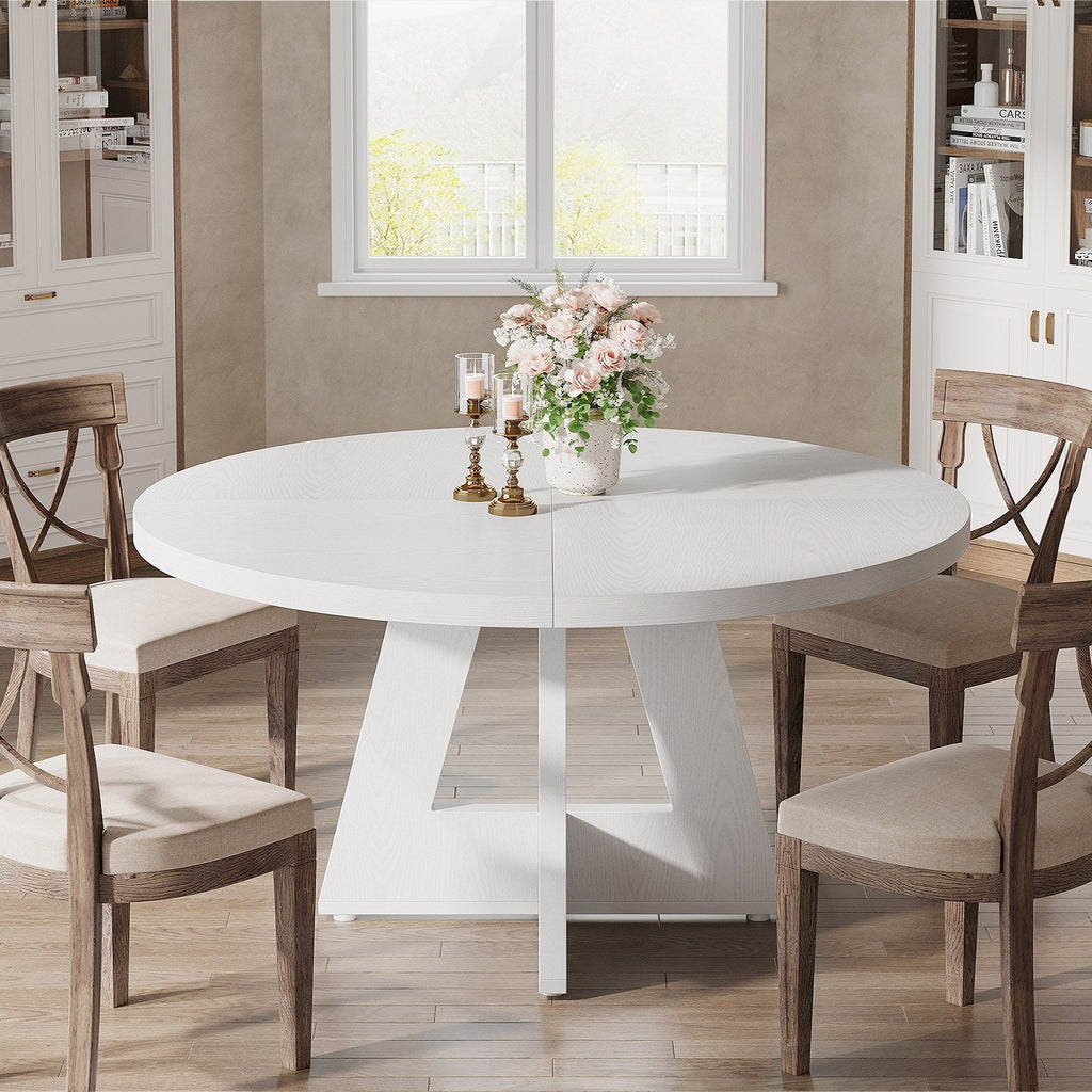 Tavolo da pranzo rotondo da 47 pollici per 4 persone, tavolo da cucina in stile rustico, piccolo tavolo da pranzo, tavolo da cucina in legno per sala da pranzo e soggiorno