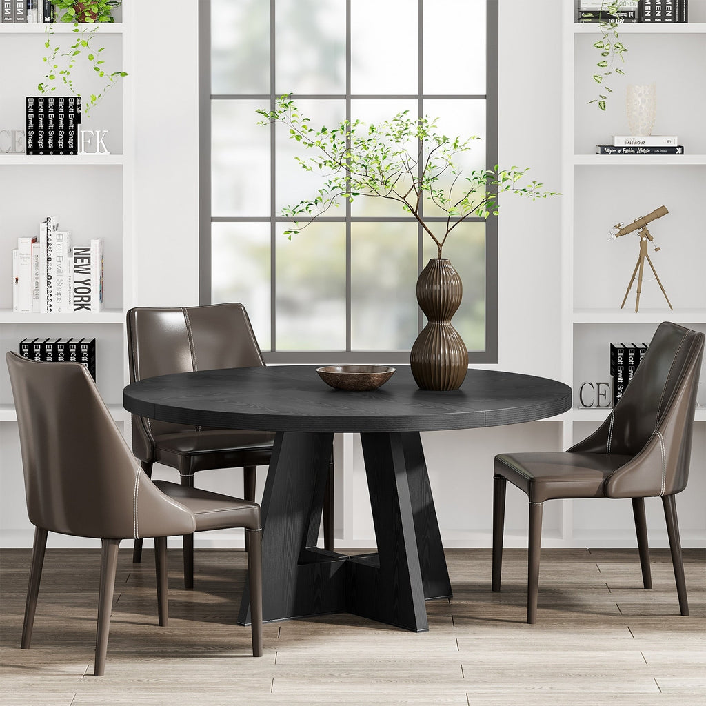 Tavolo da pranzo rotondo da 47 pollici per 4 persone, tavolo da cucina in stile rustico, piccolo tavolo da pranzo, tavolo da cucina in legno per sala da pranzo e soggiorno