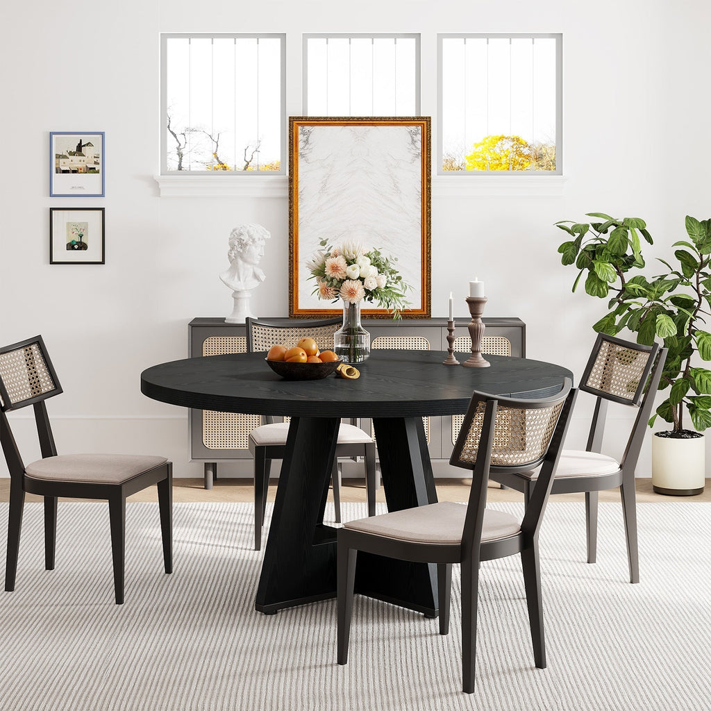 Tavolo da pranzo rotondo da 47 pollici per 4 persone, tavolo da cucina in stile rustico, piccolo tavolo da pranzo, tavolo da cucina in legno per sala da pranzo e soggiorno