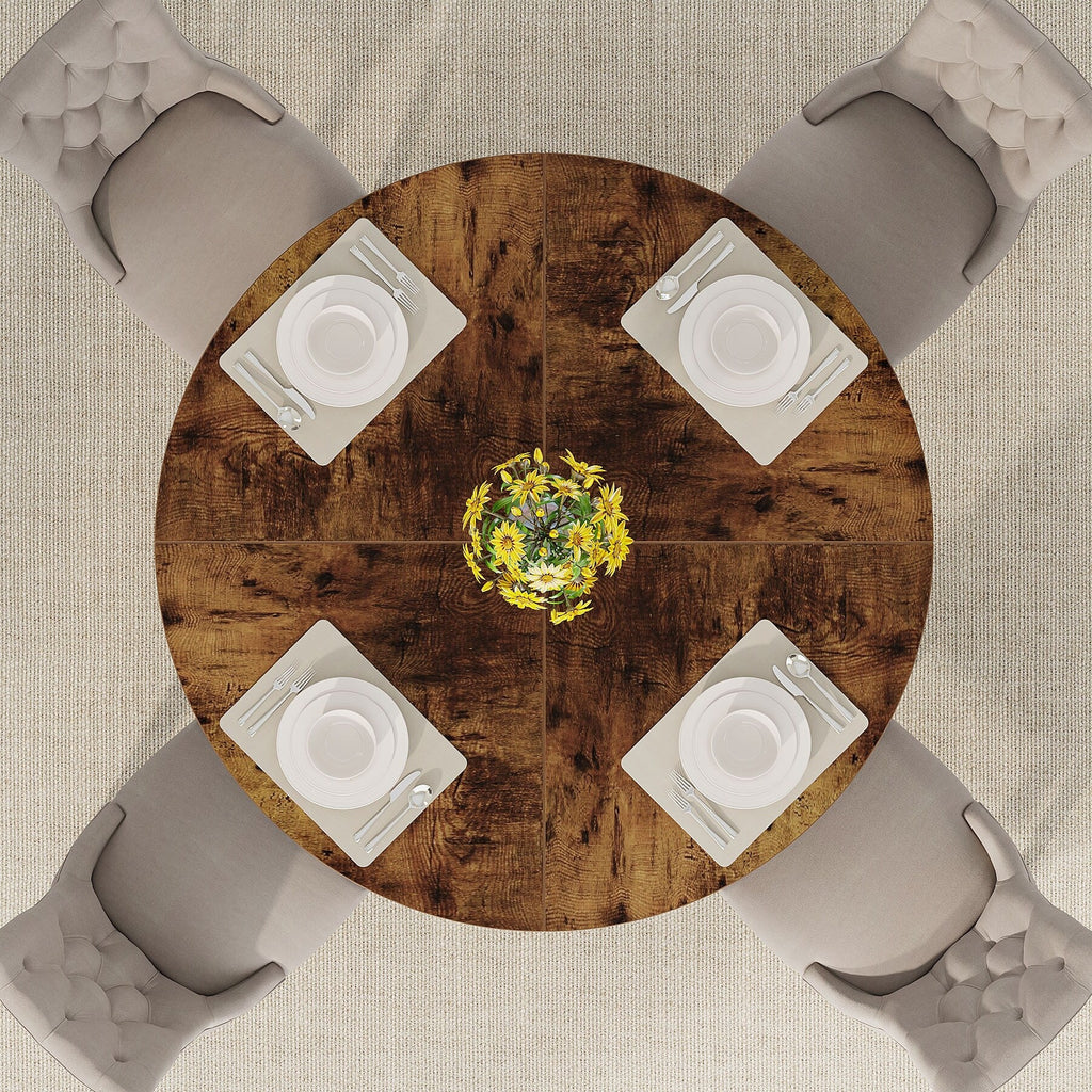 Tavolo da pranzo rotondo da 47 pollici per 4 persone, tavolo da cucina in stile rustico, piccolo tavolo da pranzo, tavolo da cucina in legno per sala da pranzo e soggiorno