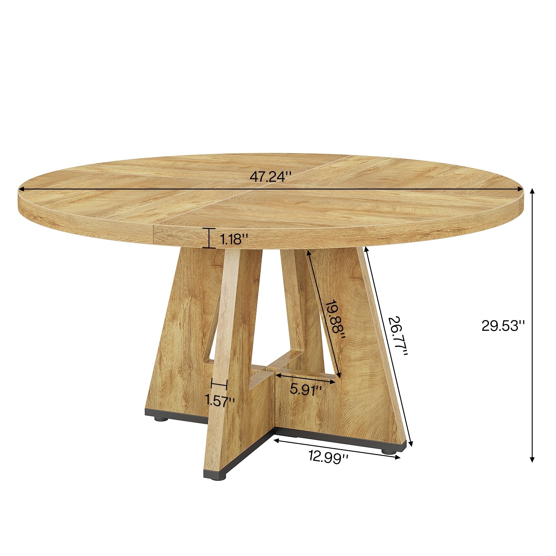 Tavolo da pranzo rotondo da 47 pollici per 4 persone, tavolo da cucina in stile rustico, piccolo tavolo da pranzo, tavolo da cucina in legno per sala da pranzo e soggiorno