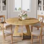 Tavolo da pranzo rotondo da 47 pollici per 4 persone, tavolo da cucina in stile rustico, piccolo tavolo da pranzo, tavolo da cucina in legno per sala da pranzo e soggiorno