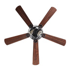 Ventilatore da soffitto nero a filo basso in legno da 48 pollici, 5 pale, modello Farmhouse, con telecomando e kit luci