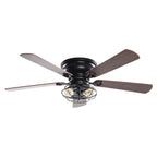 Ventilatore da soffitto nero a filo basso in legno da 48 pollici, 5 pale, modello Farmhouse, con telecomando e kit luci