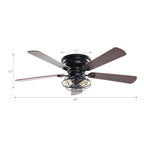 Ventilatore da soffitto nero a filo basso in legno da 48 pollici, 5 pale, modello Farmhouse, con telecomando e kit luci