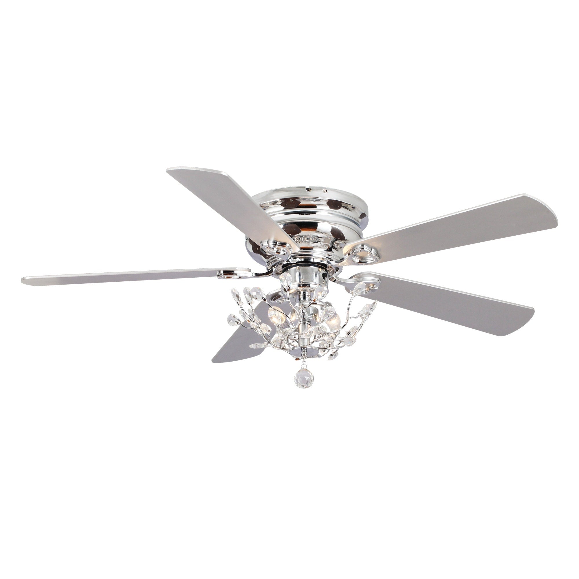 Ventilatore da soffitto moderno reversibile a 5 pale in cristallo con telecomando