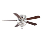 Ventilatore da soffitto moderno reversibile a 5 pale in cristallo con telecomando