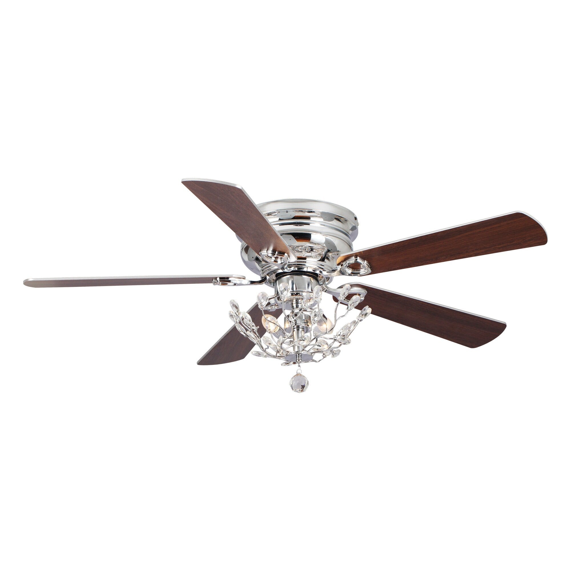 Ventilatore da soffitto moderno reversibile a 5 pale in cristallo con telecomando