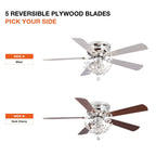 Ventilatore da soffitto moderno reversibile a 5 pale in cristallo con telecomando