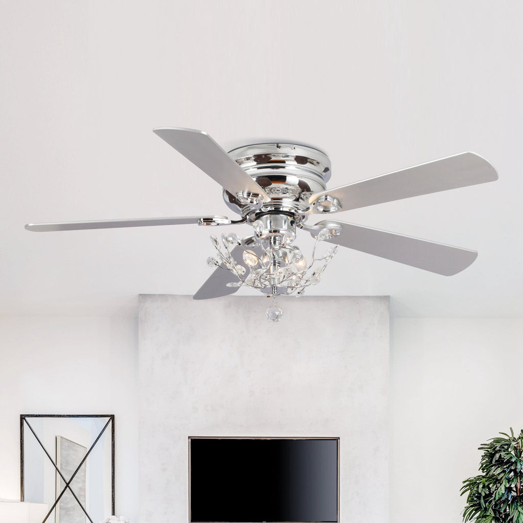 Ventilatore da soffitto moderno reversibile a 5 pale in cristallo con telecomando