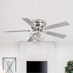 Ventilatore da soffitto moderno reversibile a 5 pale in cristallo con telecomando