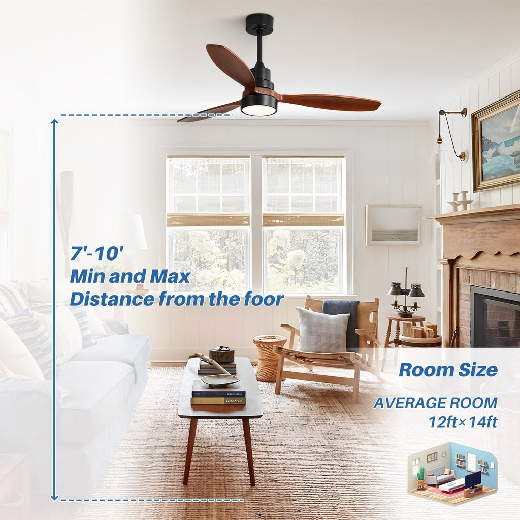 Ventilatore da soffitto a LED integrato da 48 e 52 pollici con luce e telecomando, motore CC reversibile