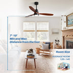 Ventilatore da soffitto a LED integrato da 48 e 52 pollici con luce e telecomando, motore CC reversibile