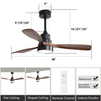 Ventilatore da soffitto a LED integrato da 48 e 52 pollici con luce e telecomando, motore CC reversibile