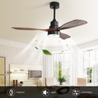 Ventilatore da soffitto a LED integrato da 48 e 52 pollici con luce e telecomando, motore CC reversibile